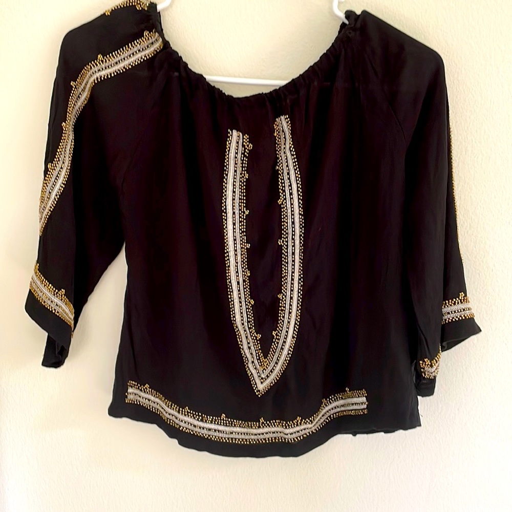 Black small gold beaded top
